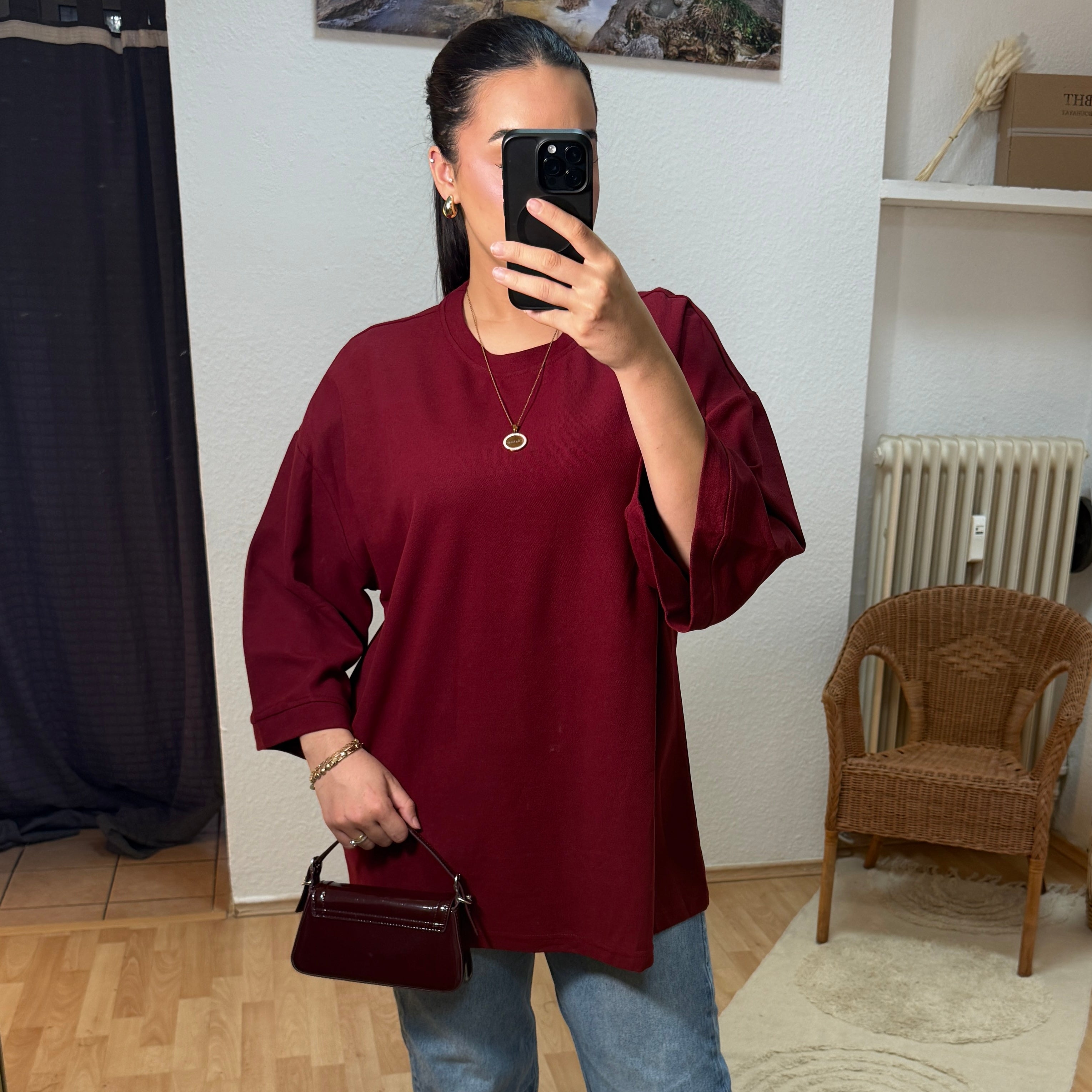 Basic Shirt mit 7/8 Ärmel