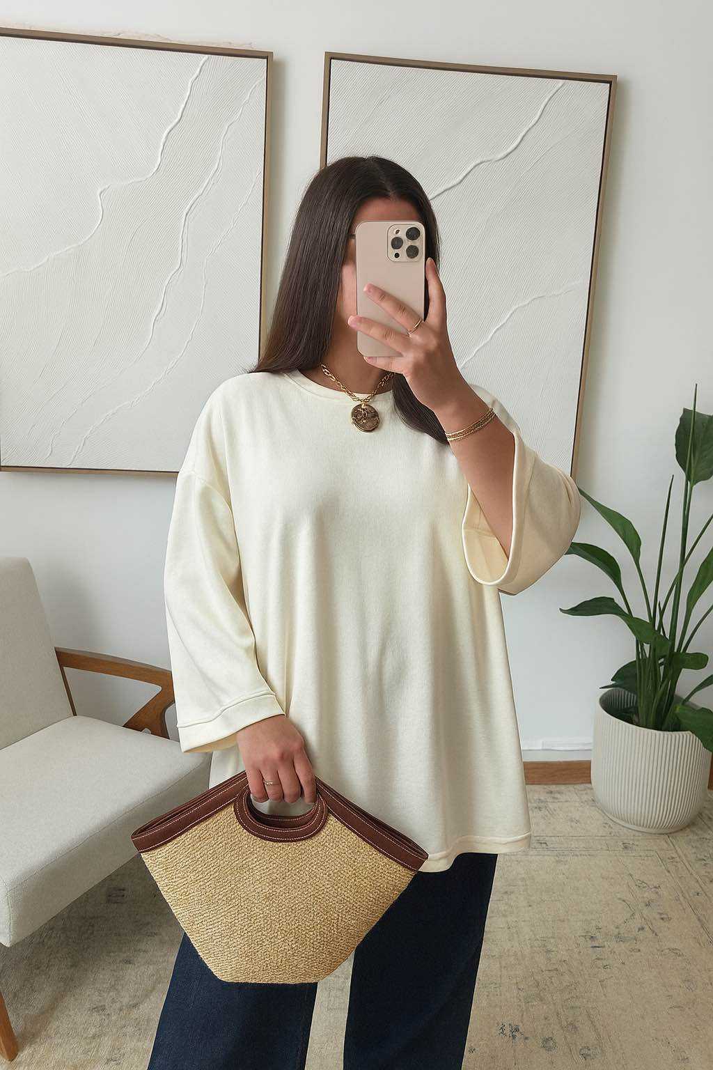 Basic Shirt mit 7/8 Ärmel