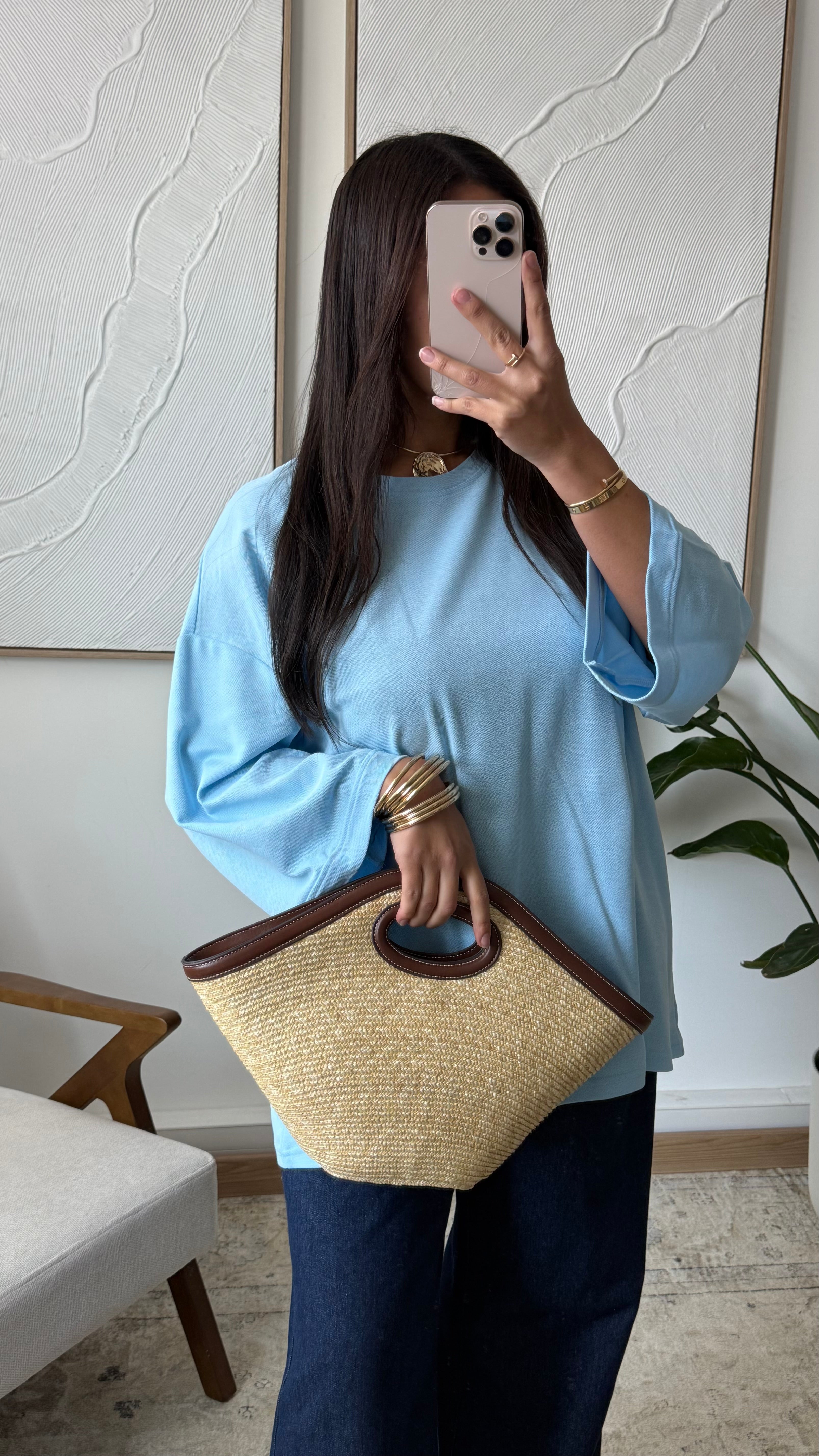 Basic Shirt mit 7/8 Ärmel