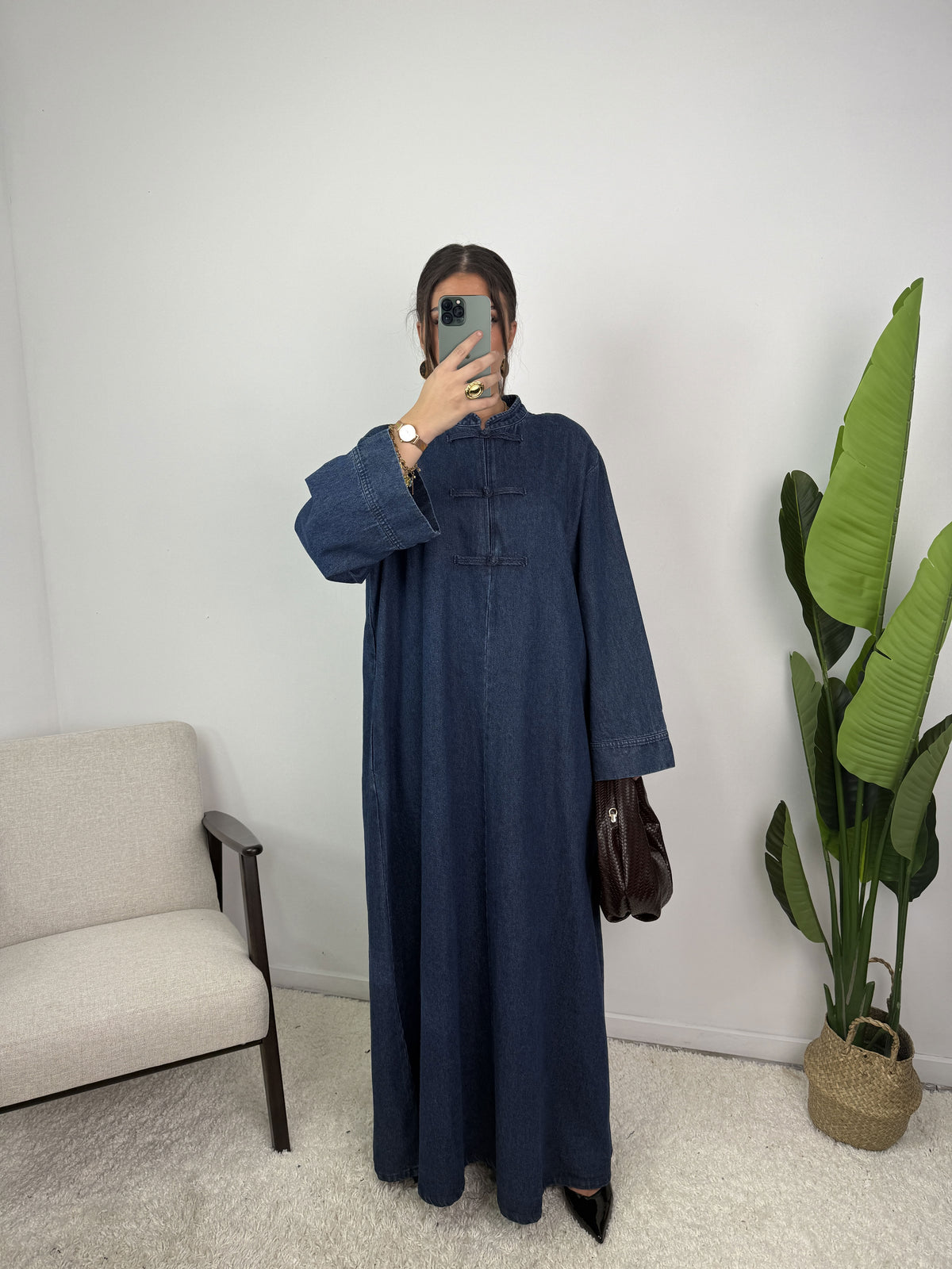 Jeans Kleid mit asiatischen Details