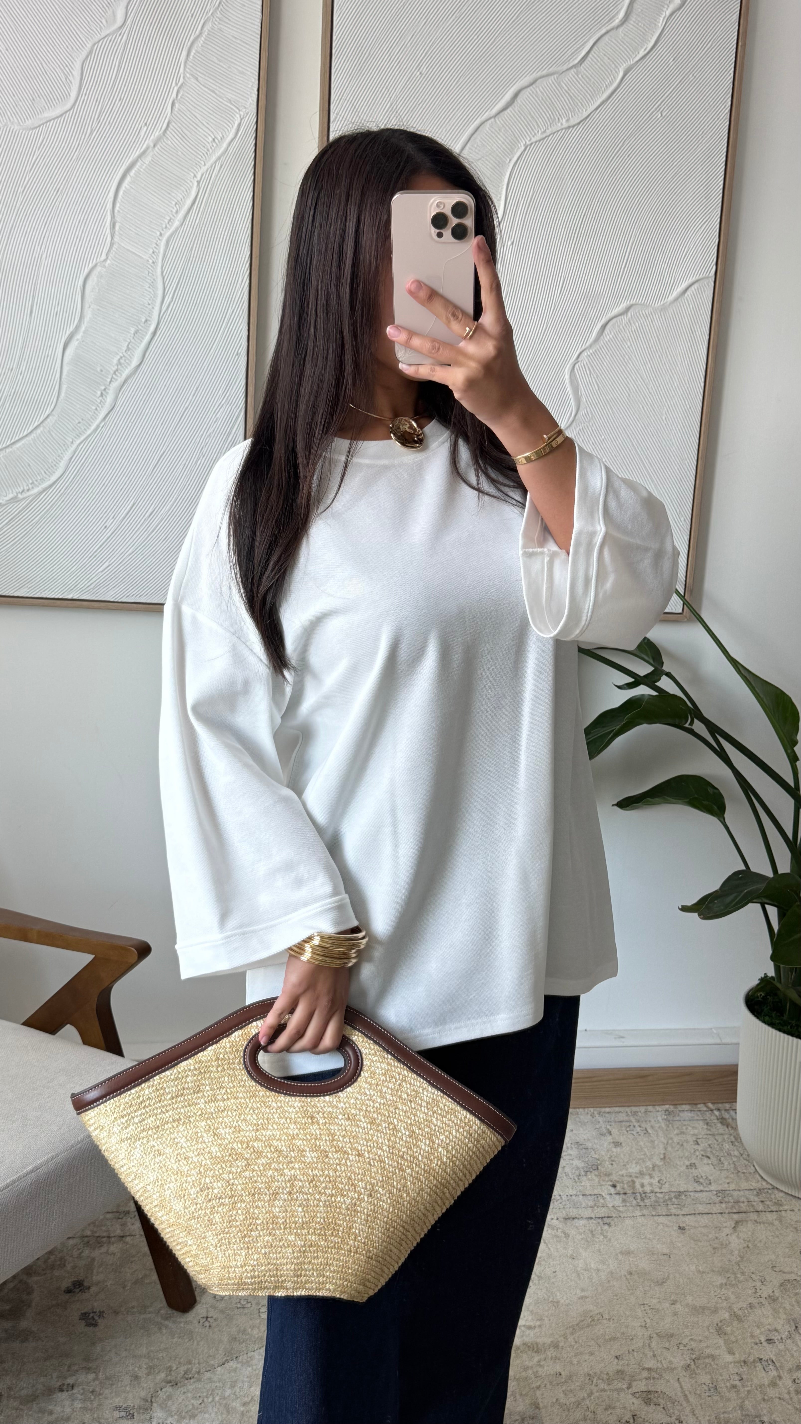 Basic Shirt mit 7/8 Ärmel