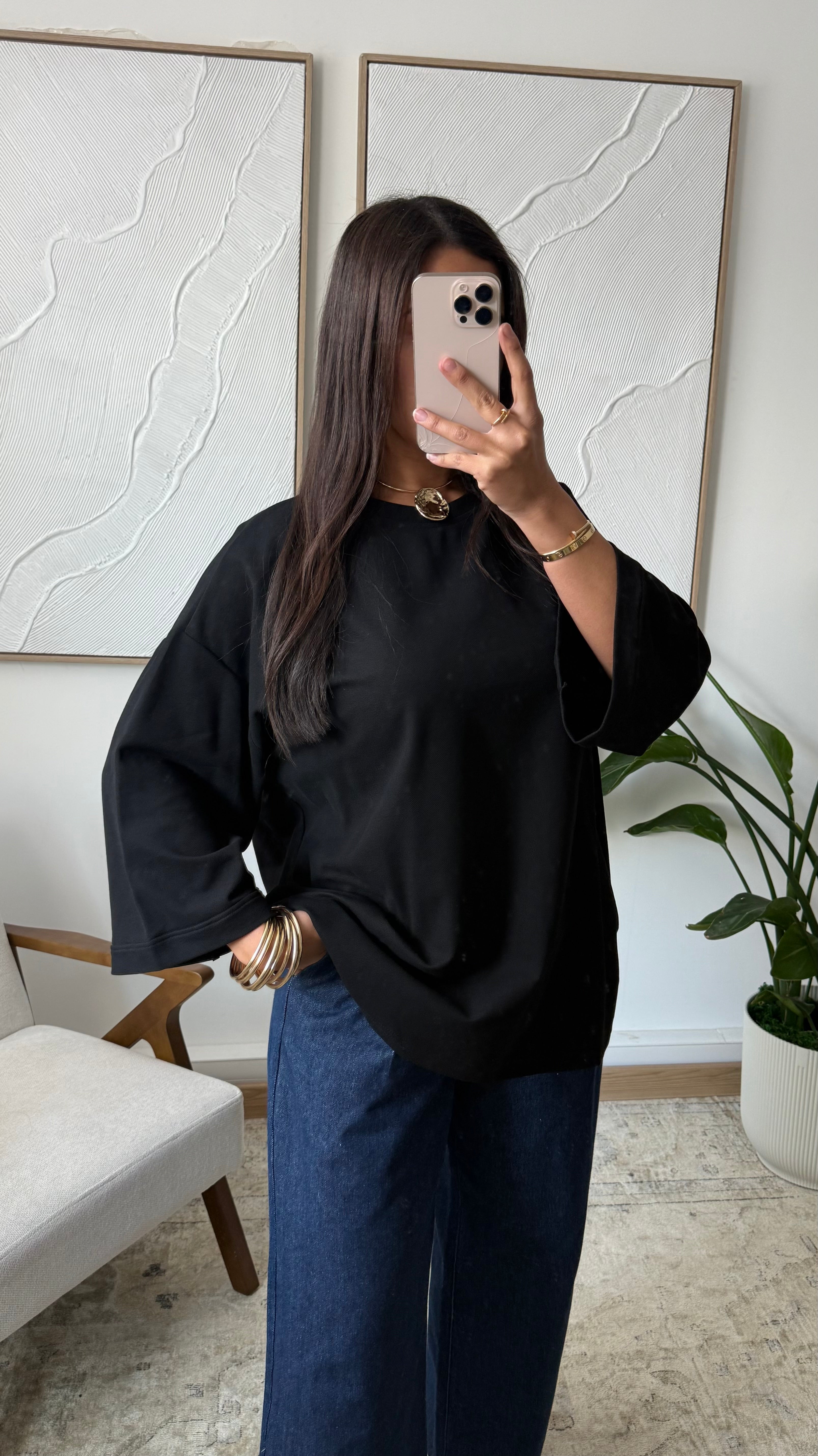 Basic Shirt mit 7/8 Ärmel