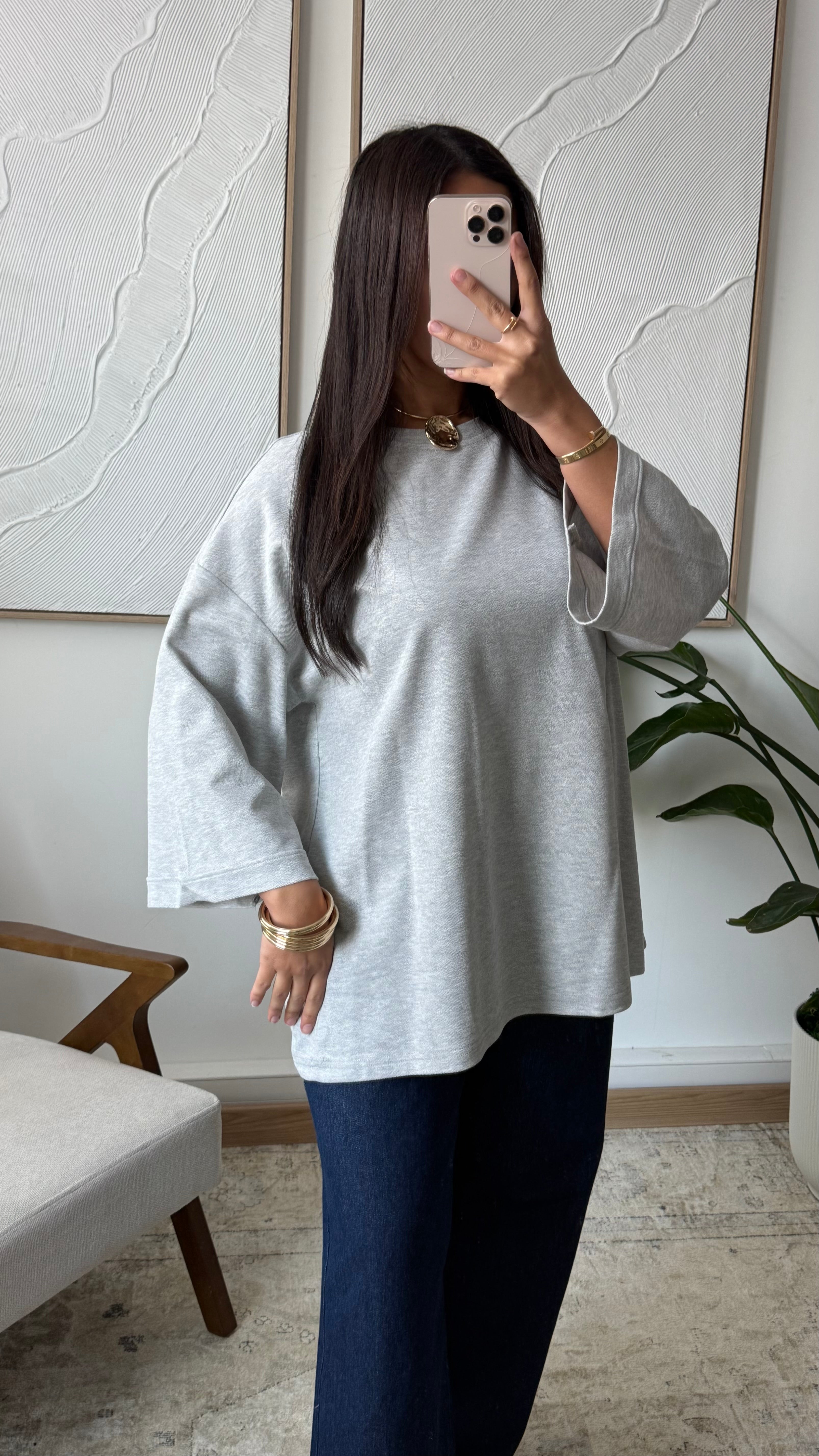 Basic Shirt mit 7/8 Ärmel