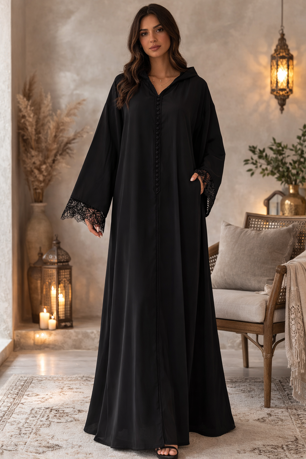 Abaya mit Spitzendetails