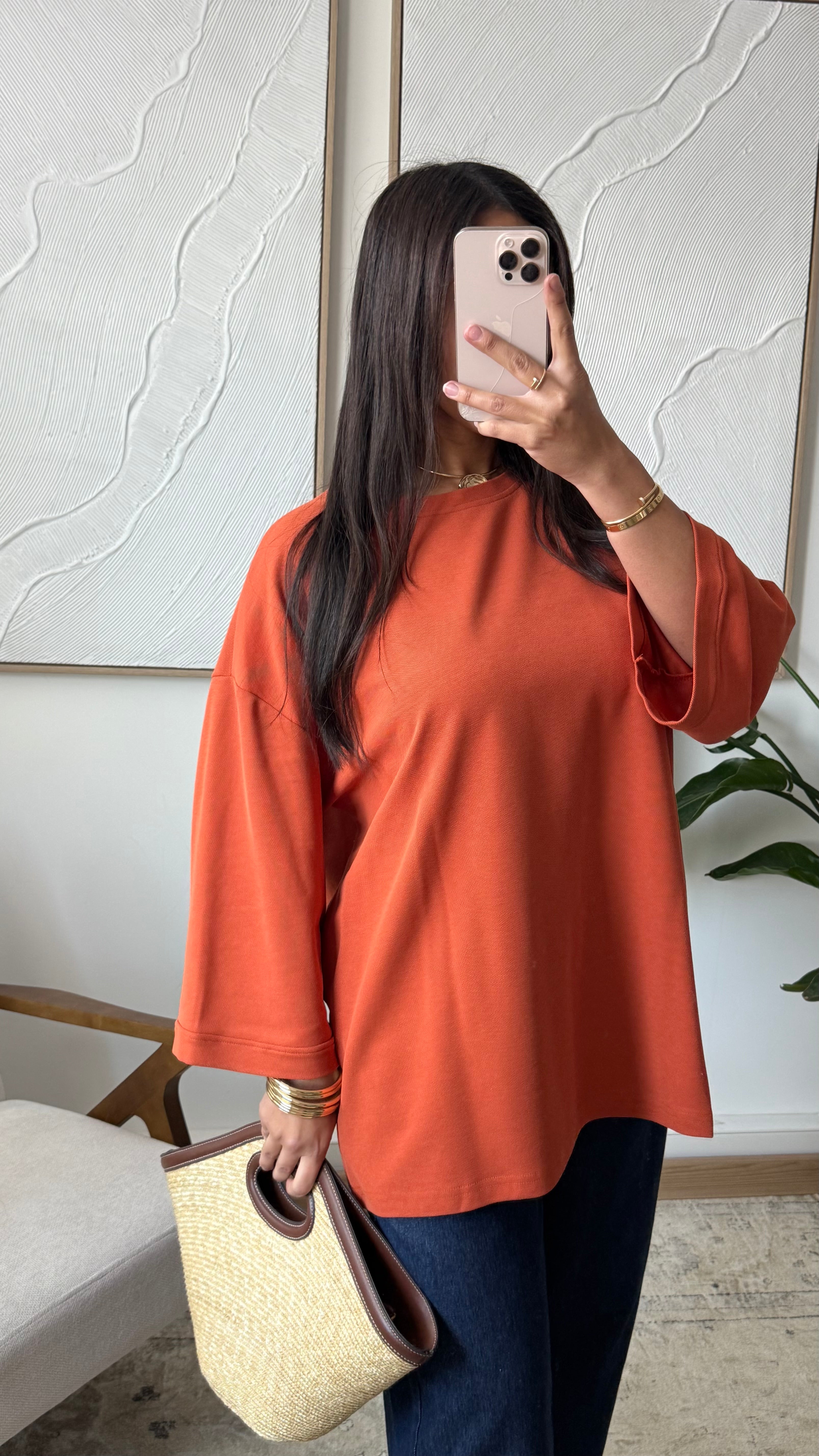 Basic Shirt mit 7/8 Ärmel