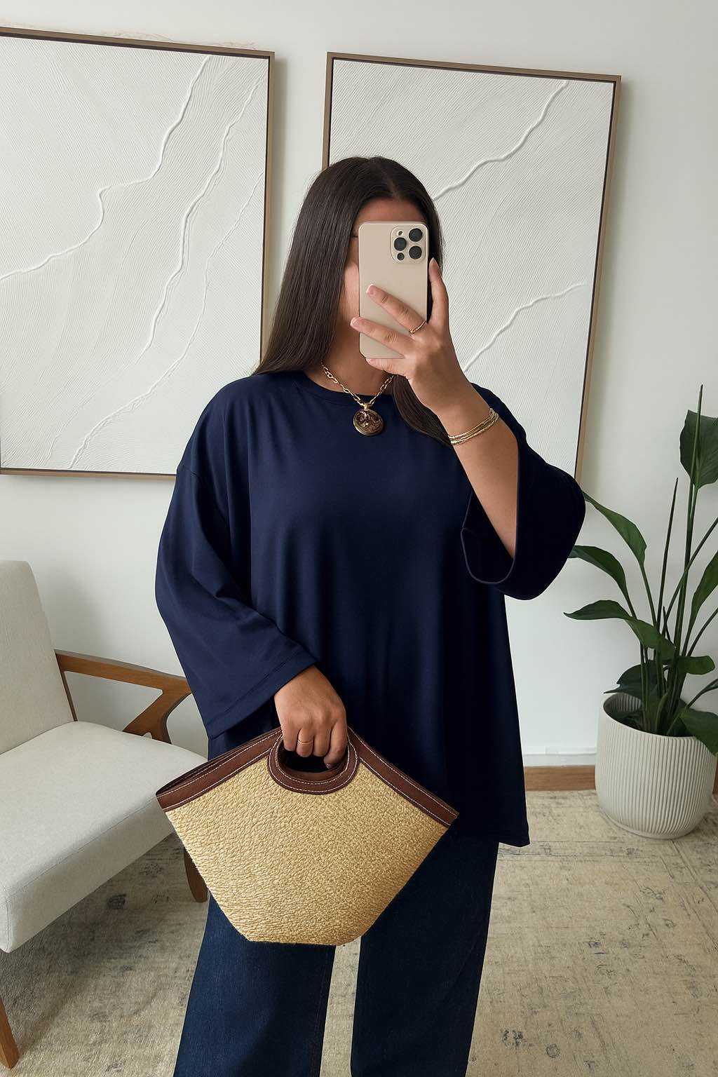 Basic Shirt mit 7/8 Ärmel